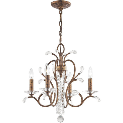 Bronze Four Light Metal Dimmable Chandelier With Shades HomeRoots