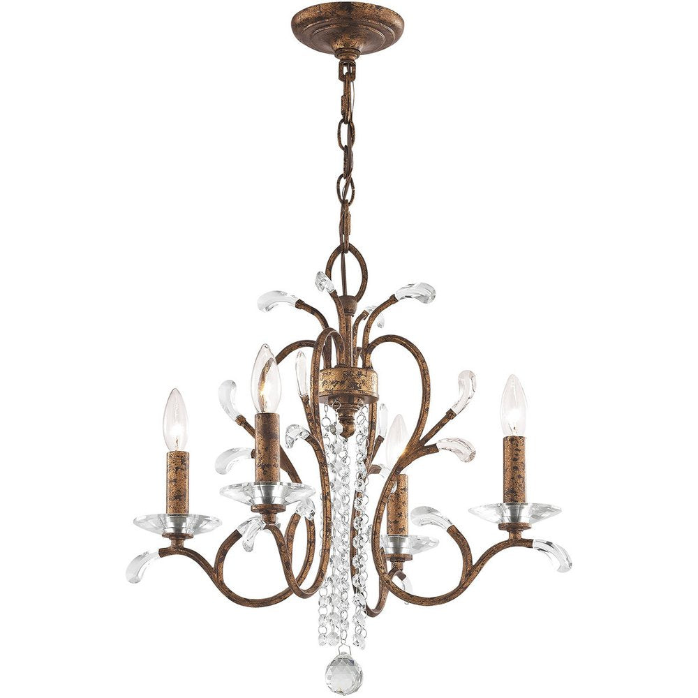 Bronze Four Light Metal Dimmable Chandelier With Shades HomeRoots