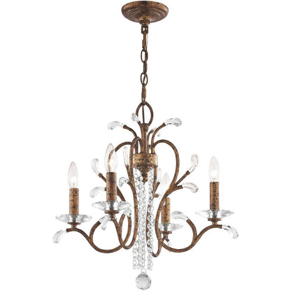Bronze Four Light Metal Dimmable Chandelier With Shades HomeRoots