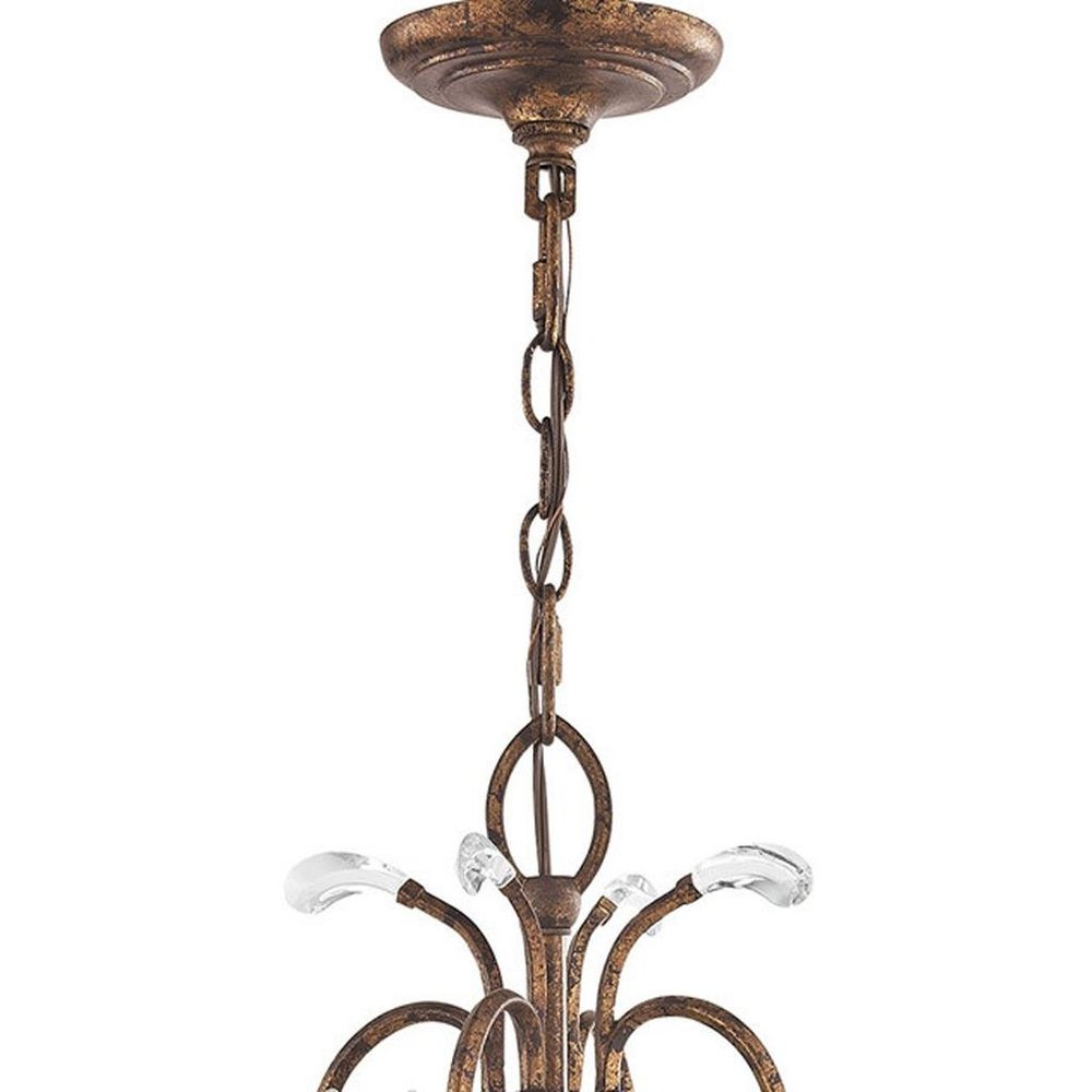 Bronze Four Light Metal Dimmable Chandelier With Shades HomeRoots