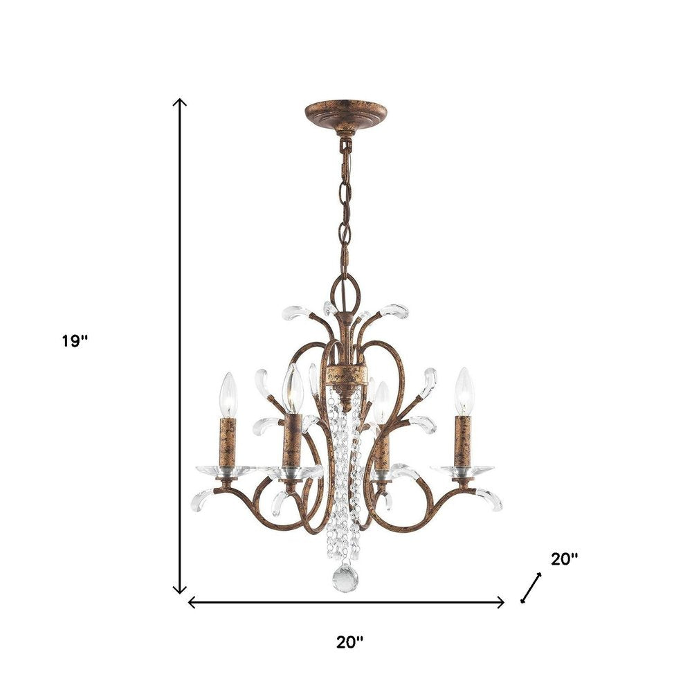 Bronze Four Light Metal Dimmable Chandelier With Shades HomeRoots
