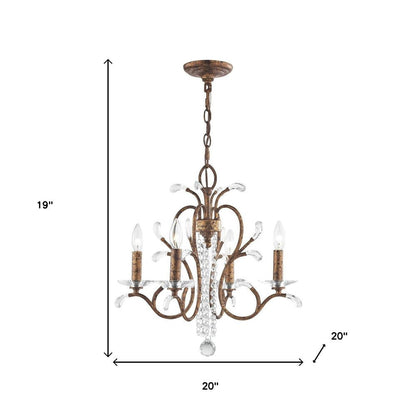 Bronze Four Light Metal Dimmable Chandelier With Shades HomeRoots