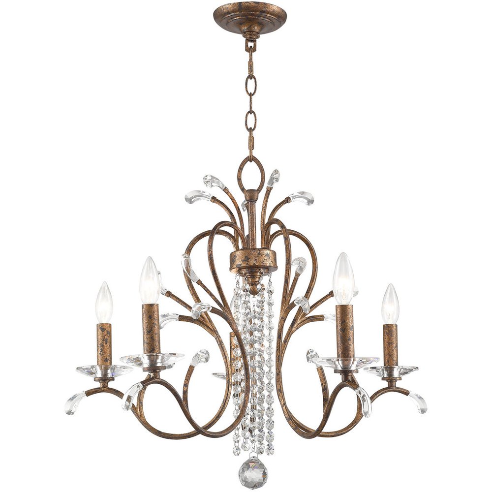 Bronze Five Light Metal Dimmable Chandelier With Shades HomeRoots