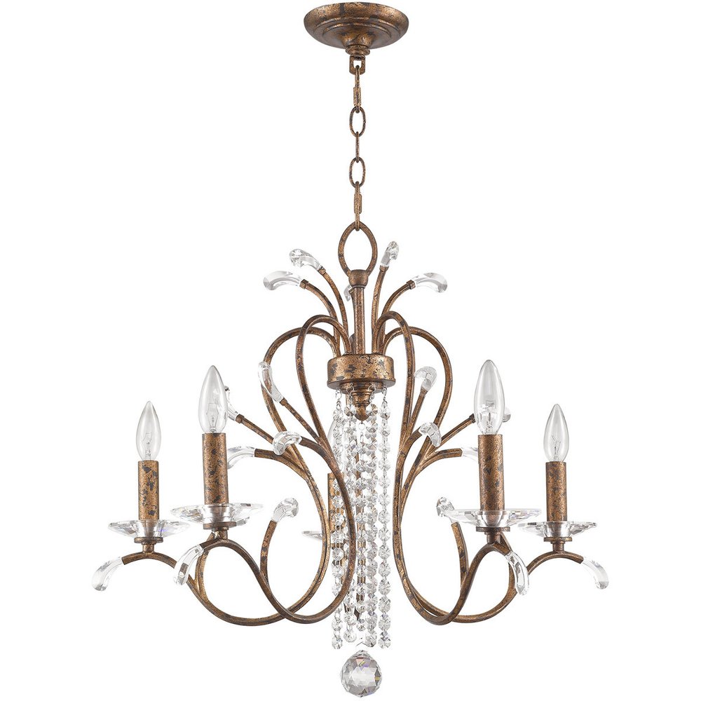 Bronze Five Light Metal Dimmable Chandelier With Shades HomeRoots