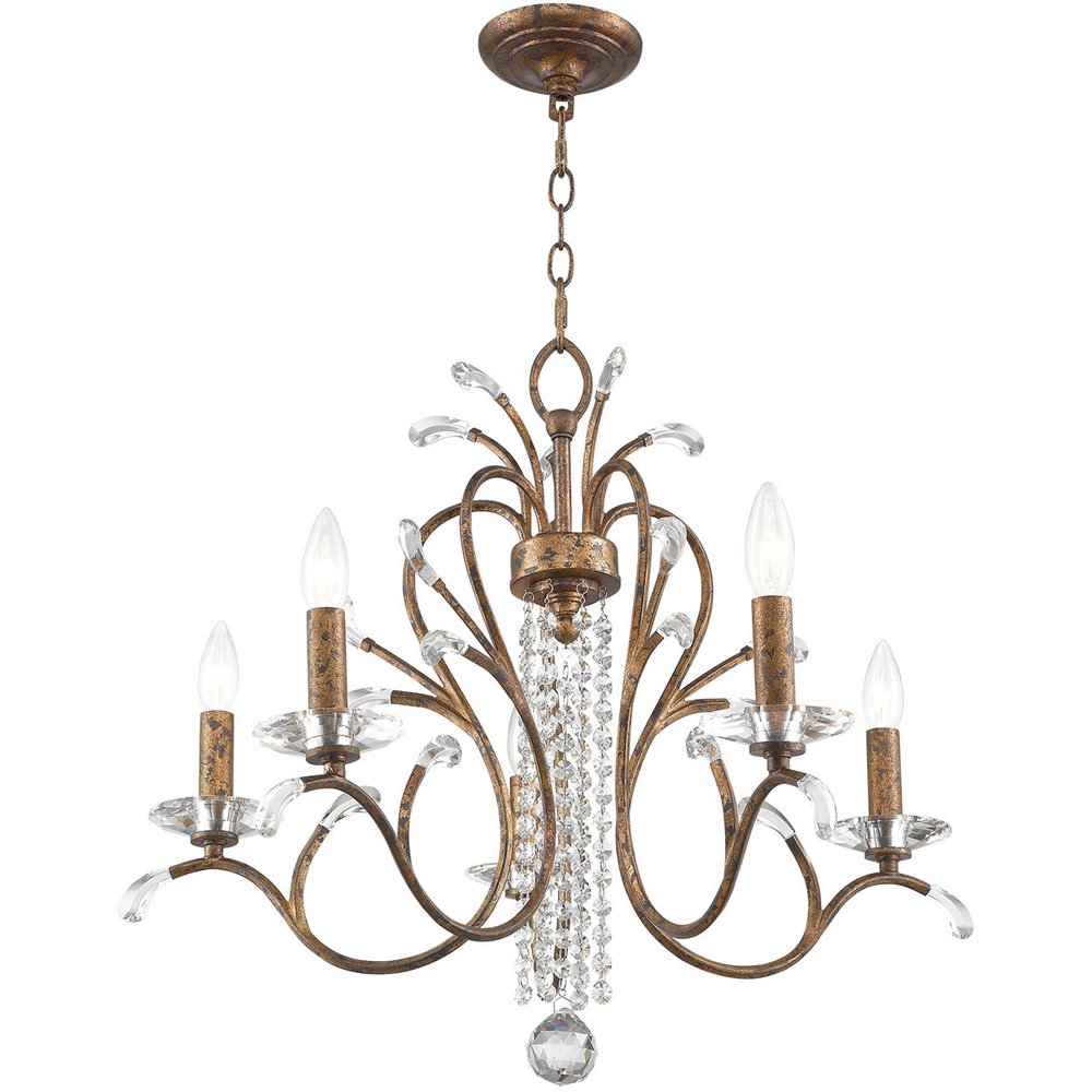 Bronze Five Light Metal Dimmable Chandelier With Shades HomeRoots