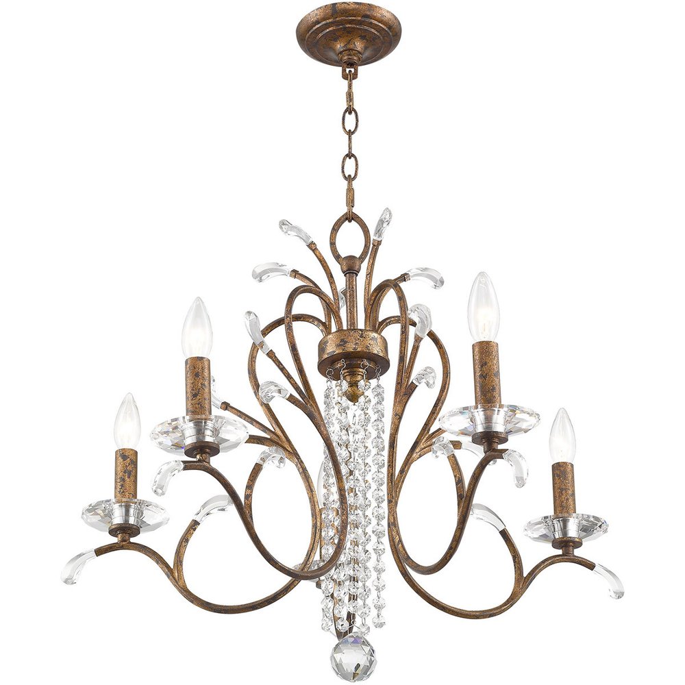Bronze Five Light Metal Dimmable Chandelier With Shades HomeRoots