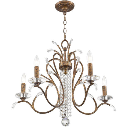 Bronze Five Light Metal Dimmable Chandelier With Shades HomeRoots