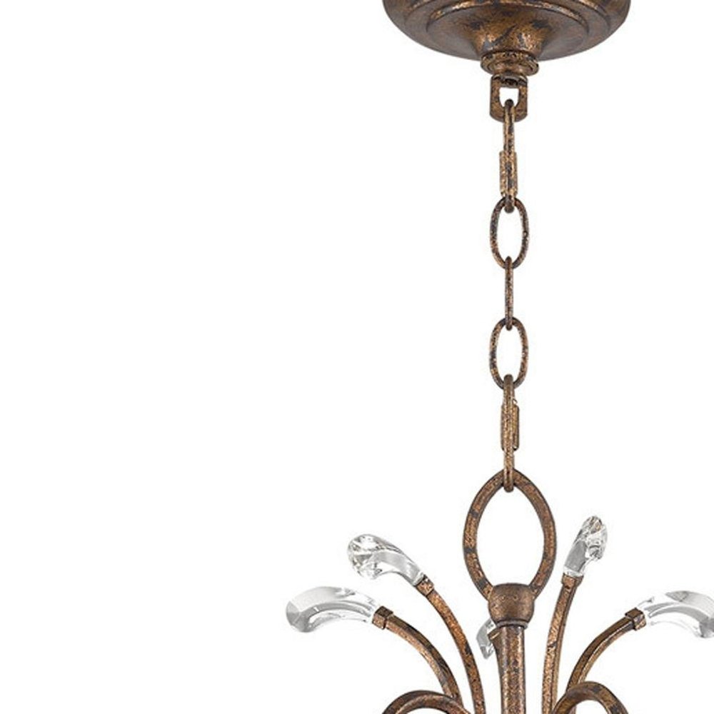 Bronze Five Light Metal Dimmable Chandelier With Shades HomeRoots