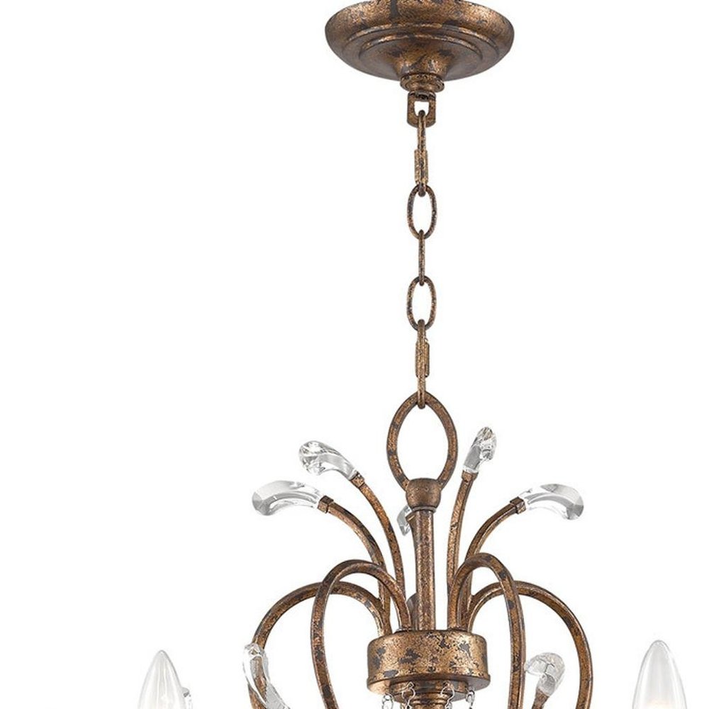 Bronze Five Light Metal Dimmable Chandelier With Shades HomeRoots