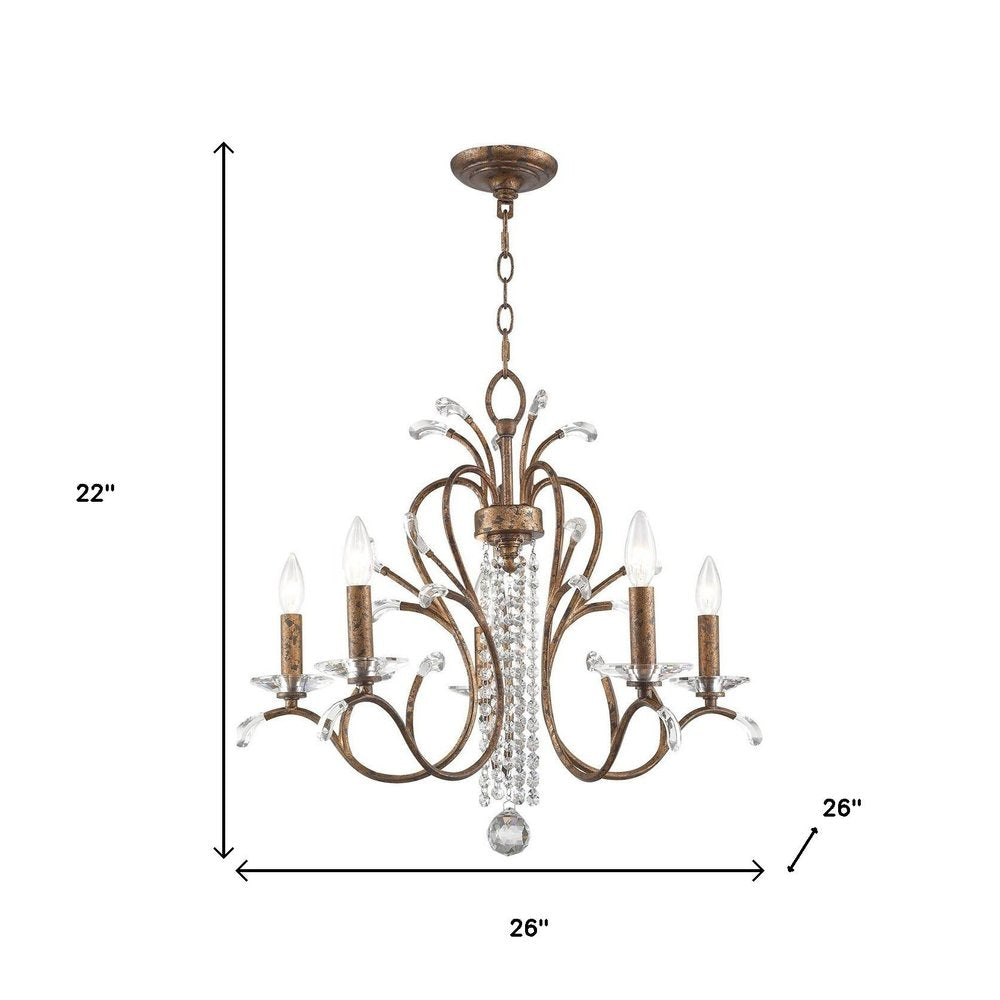 Bronze Five Light Metal Dimmable Chandelier With Shades HomeRoots