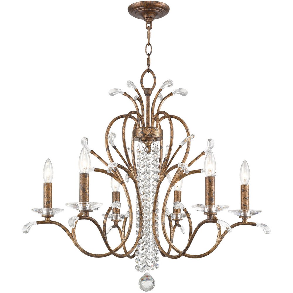 Bronze Six Light Metal Dimmable Chandelier With Shades HomeRoots