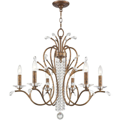 Bronze Six Light Metal Dimmable Chandelier With Shades HomeRoots
