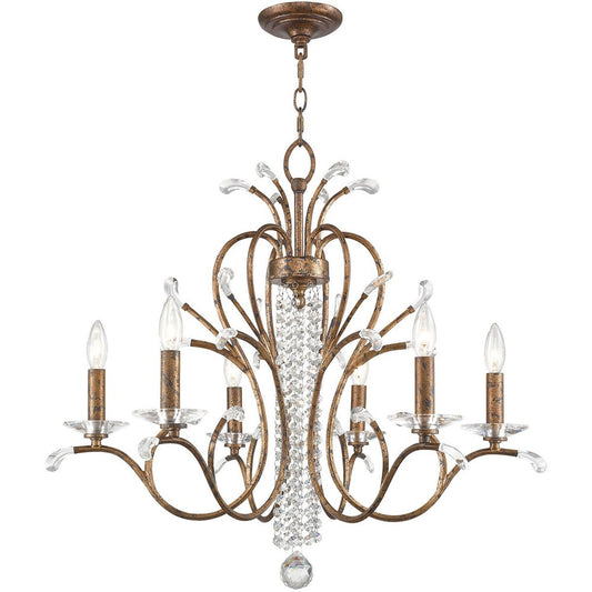 Bronze Six Light Metal Dimmable Chandelier With Shades HomeRoots