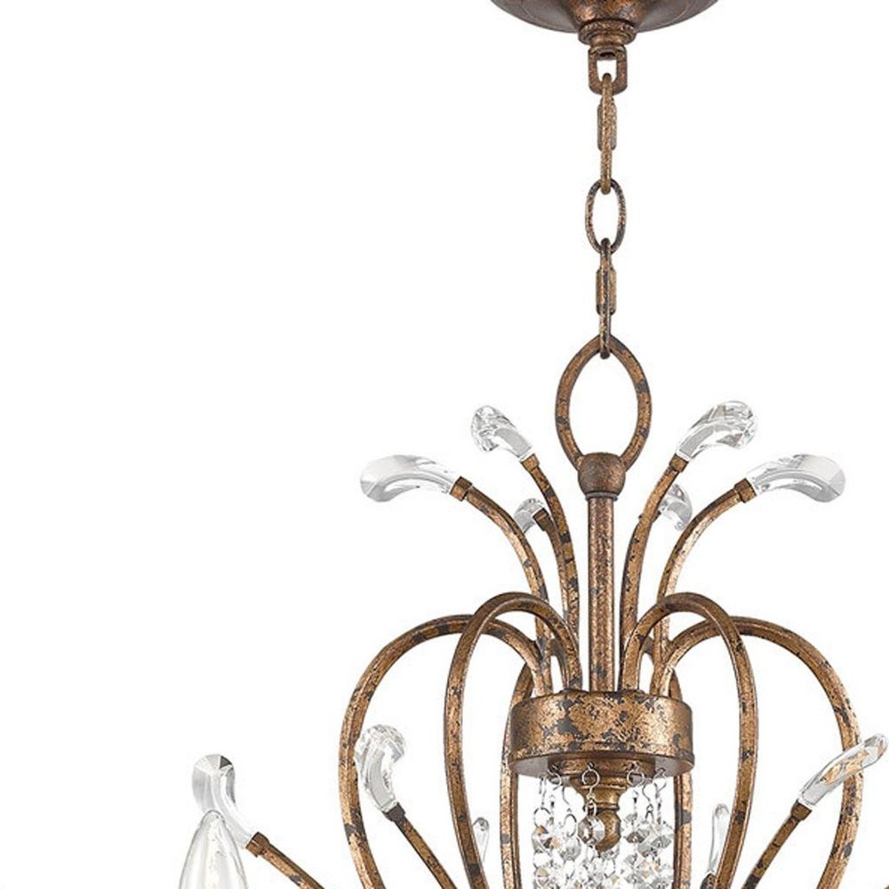 Bronze Six Light Metal Dimmable Chandelier With Shades HomeRoots