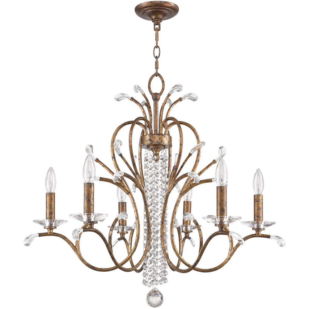 Bronze Six Light Metal Dimmable Chandelier With Shades HomeRoots