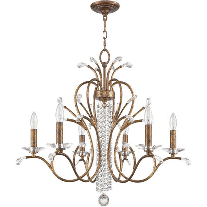 Bronze Six Light Metal Dimmable Chandelier With Shades HomeRoots