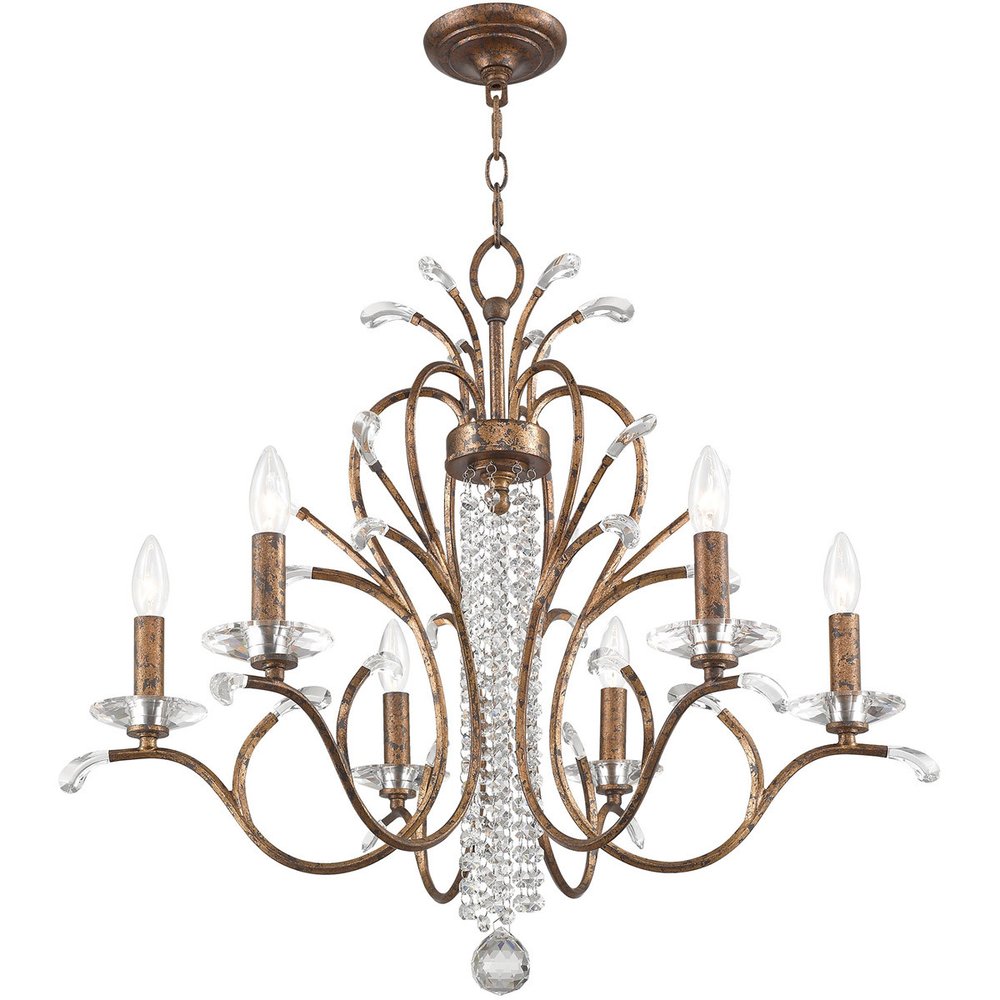 Bronze Six Light Metal Dimmable Chandelier With Shades HomeRoots
