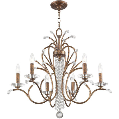 Bronze Six Light Metal Dimmable Chandelier With Shades HomeRoots