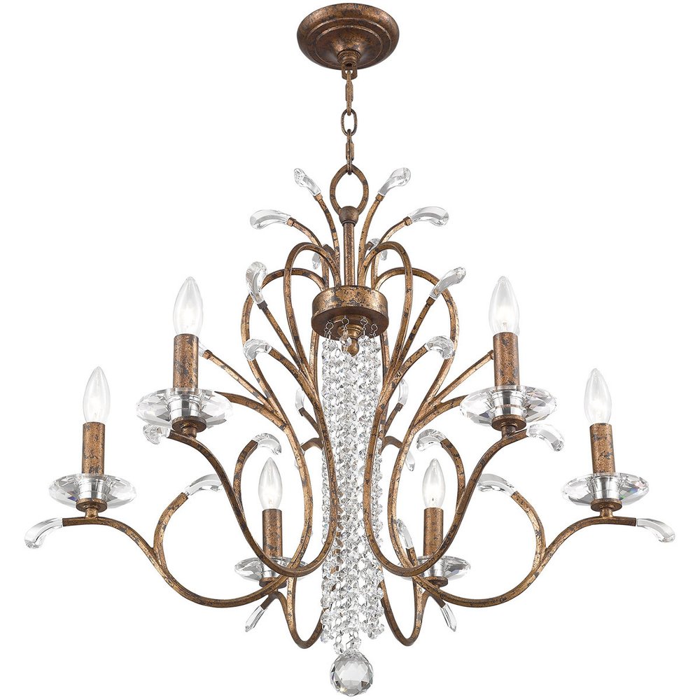 Bronze Six Light Metal Dimmable Chandelier With Shades HomeRoots