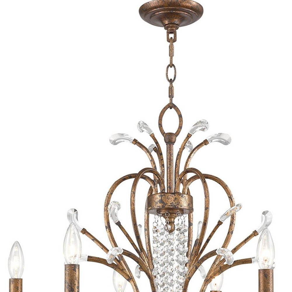 Bronze Six Light Metal Dimmable Chandelier With Shades HomeRoots