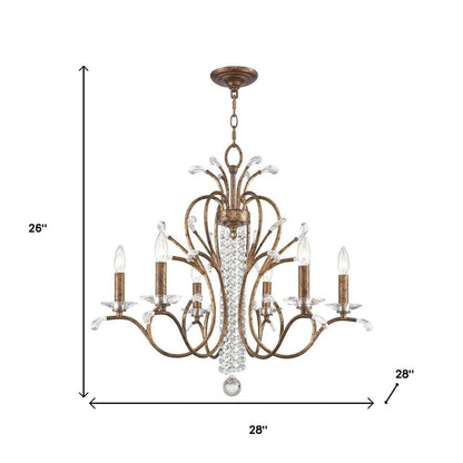 Bronze Six Light Metal Dimmable Chandelier With Shades HomeRoots