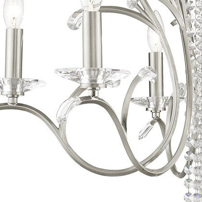 Nickel Six Light Metal Dimmable Chandelier With Shades HomeRoots