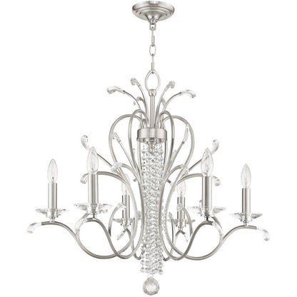 Nickel Six Light Metal Dimmable Chandelier With Shades HomeRoots