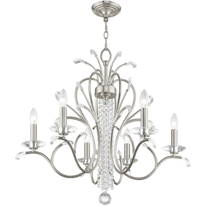 Nickel Six Light Metal Dimmable Chandelier With Shades HomeRoots