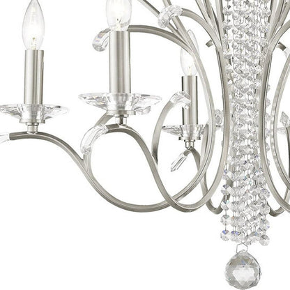 Nickel Six Light Metal Dimmable Chandelier With Shades HomeRoots
