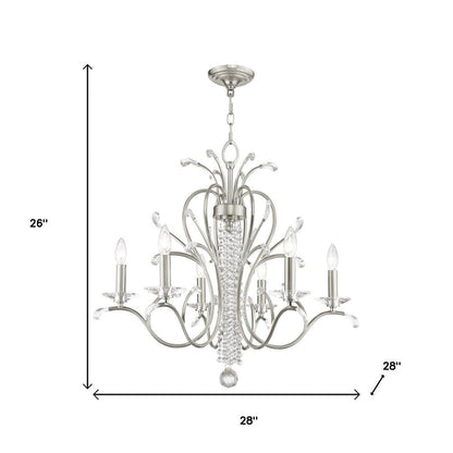 Nickel Six Light Metal Dimmable Chandelier With Shades HomeRoots