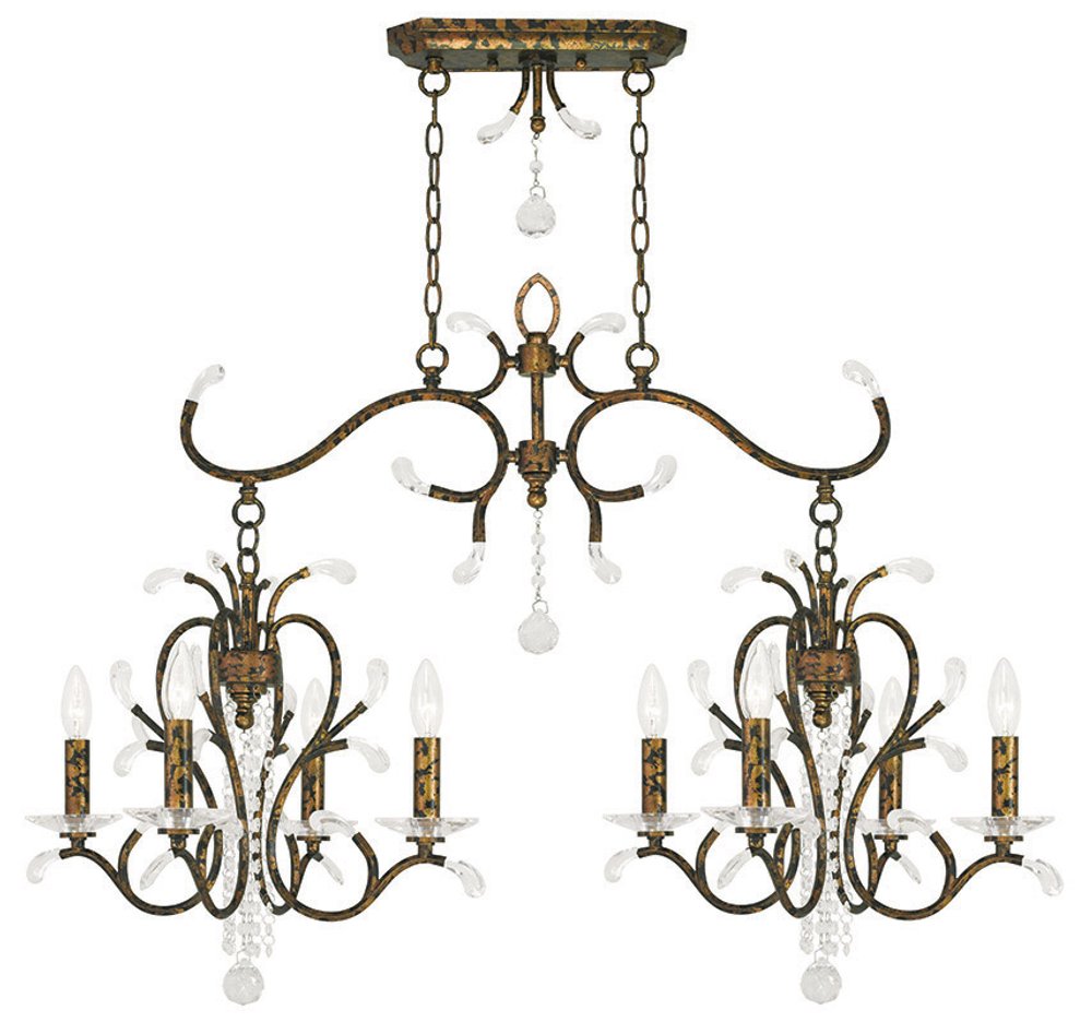 Bronze And Clear Eight Light Metal Dimmable Chandelier With Shades HomeRoots