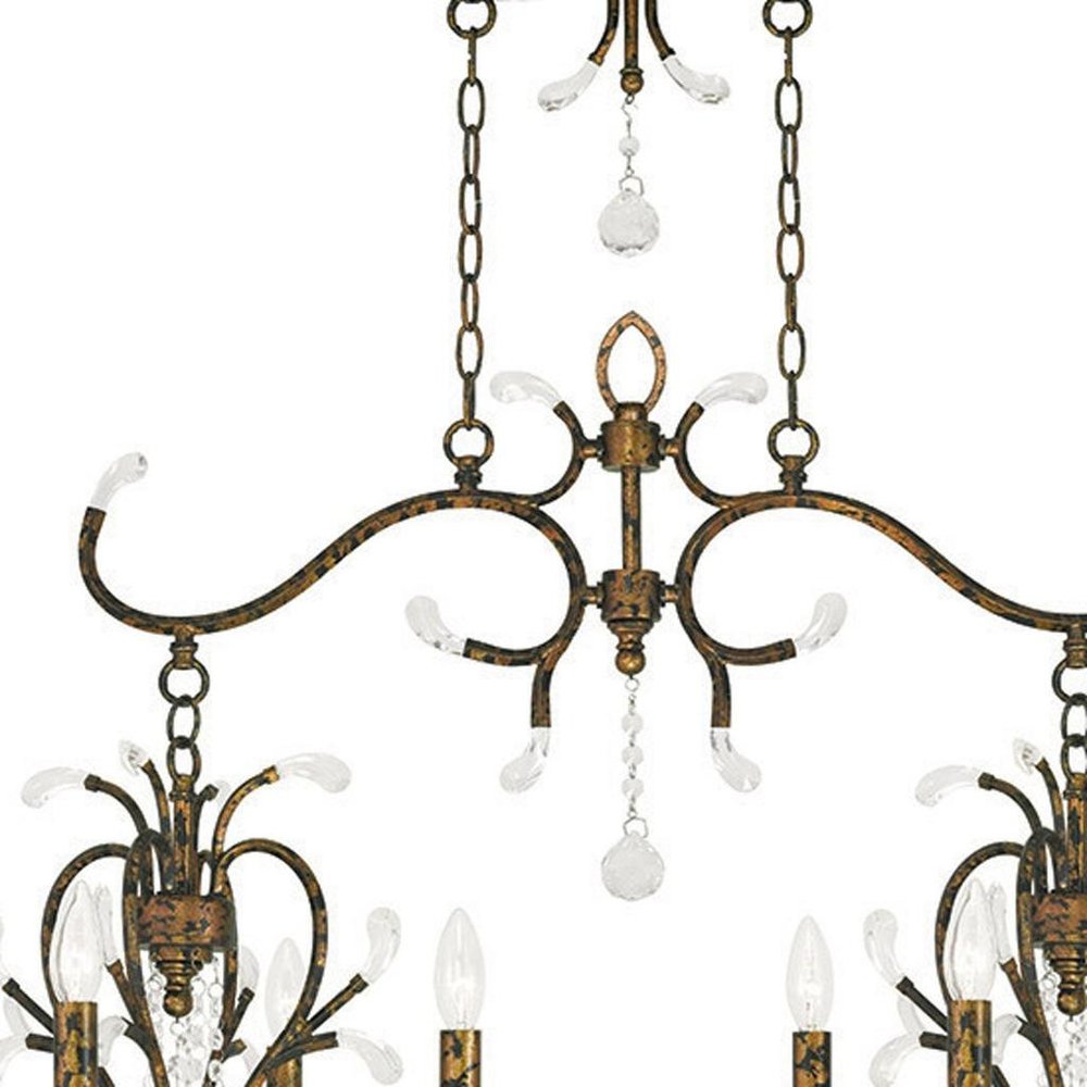 Bronze And Clear Eight Light Metal Dimmable Chandelier With Shades HomeRoots