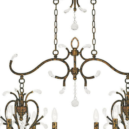 Bronze And Clear Eight Light Metal Dimmable Chandelier With Shades HomeRoots
