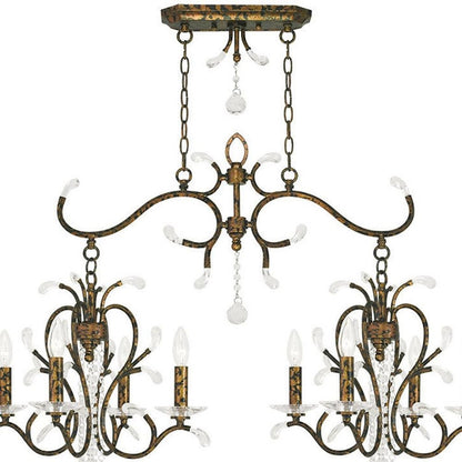 Bronze And Clear Eight Light Metal Dimmable Chandelier With Shades HomeRoots