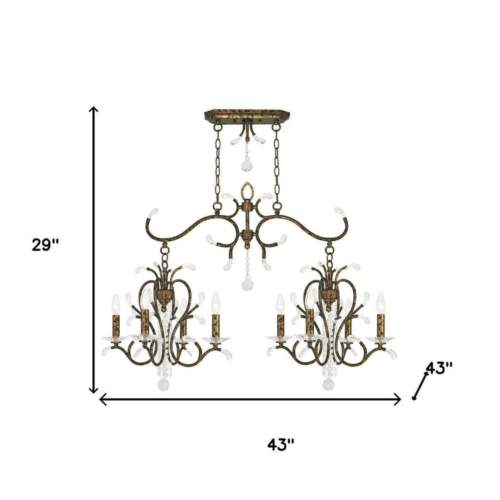 Bronze And Clear Eight Light Metal Dimmable Chandelier With Shades HomeRoots