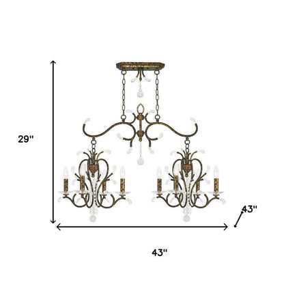 Bronze And Clear Eight Light Metal Dimmable Chandelier With Shades HomeRoots