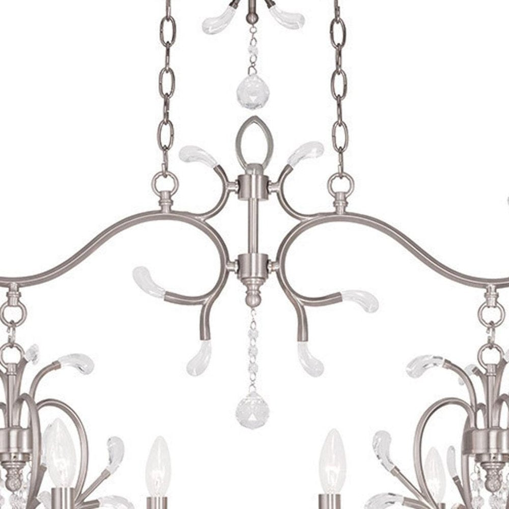 Nickel And Clear Eight Light Metal Dimmable Chandelier With Shades HomeRoots