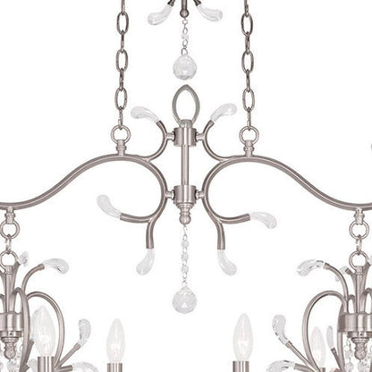 Nickel And Clear Eight Light Metal Dimmable Chandelier With Shades HomeRoots
