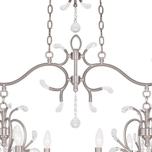 Nickel And Clear Eight Light Metal Dimmable Chandelier With Shades HomeRoots