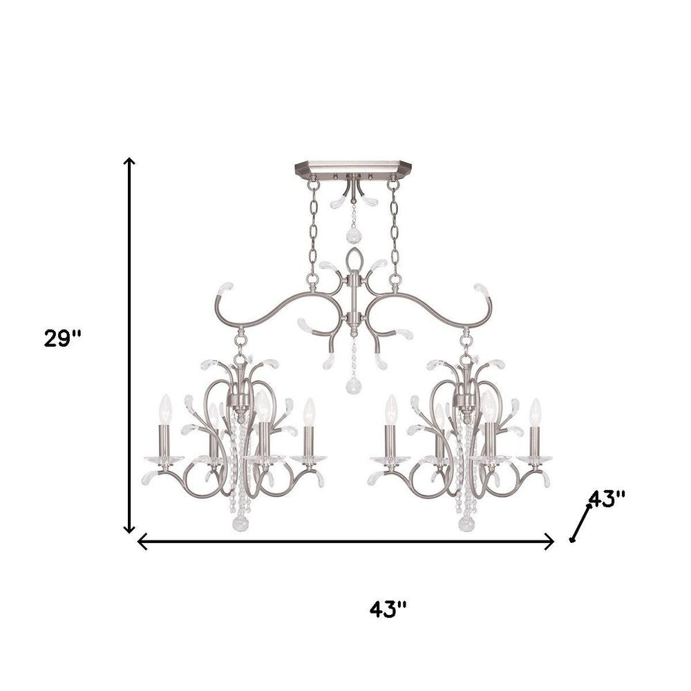 Nickel And Clear Eight Light Metal Dimmable Chandelier With Shades HomeRoots