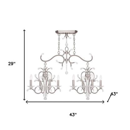 Nickel And Clear Eight Light Metal Dimmable Chandelier With Shades HomeRoots
