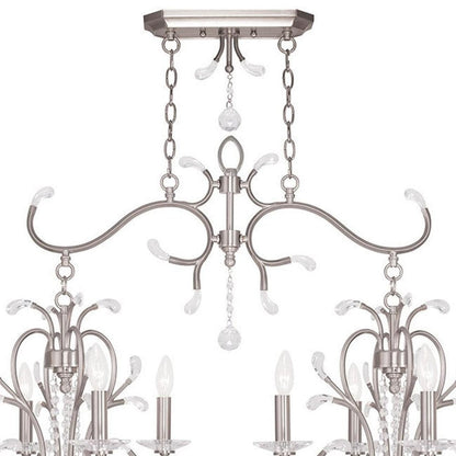 Nickel And Clear Eight Light Metal Dimmable Chandelier With Shades HomeRoots