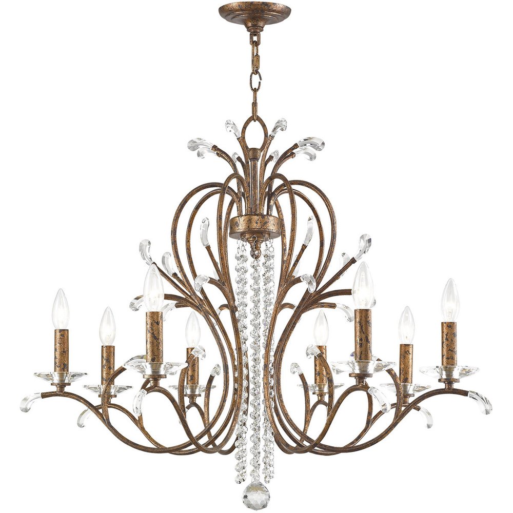 Bronze Eight Light Metal Dimmable Chandelier With Shades HomeRoots