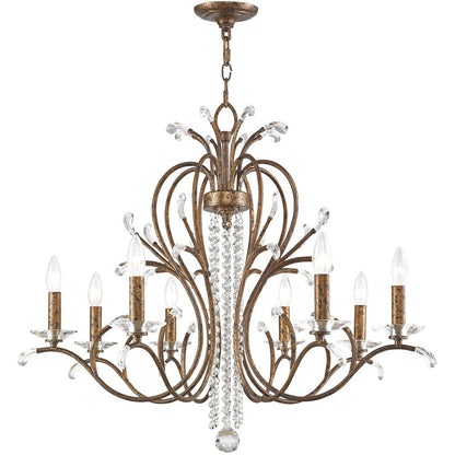 Bronze Eight Light Metal Dimmable Chandelier With Shades HomeRoots