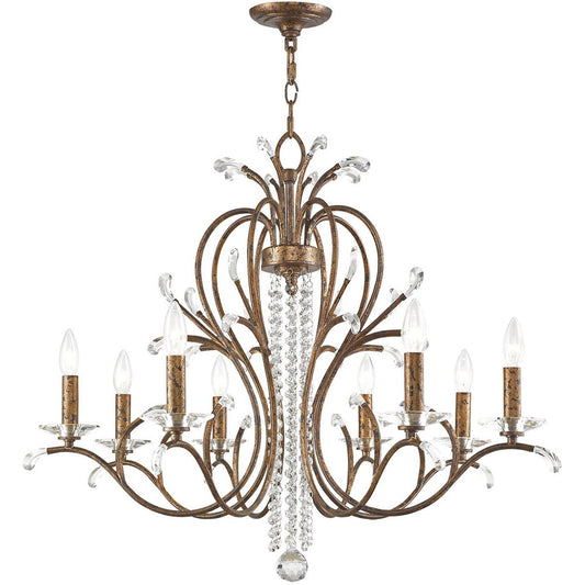 Bronze Eight Light Metal Dimmable Chandelier With Shades HomeRoots