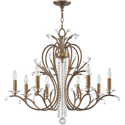 Bronze Eight Light Metal Dimmable Chandelier With Shades HomeRoots