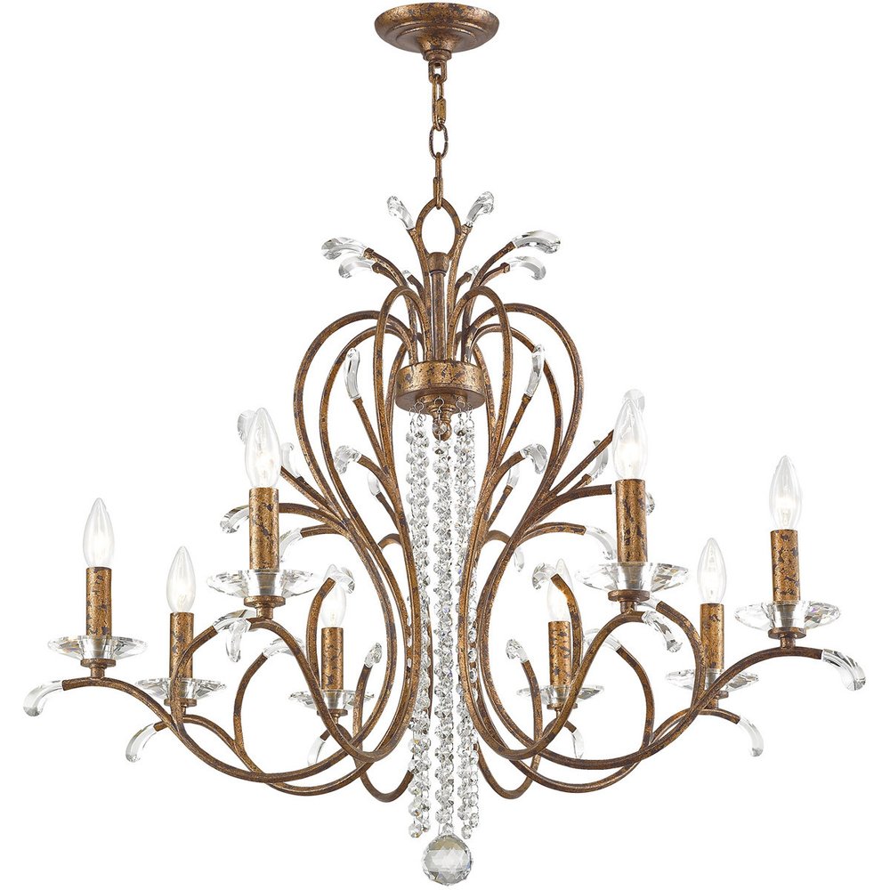 Bronze Eight Light Metal Dimmable Chandelier With Shades HomeRoots