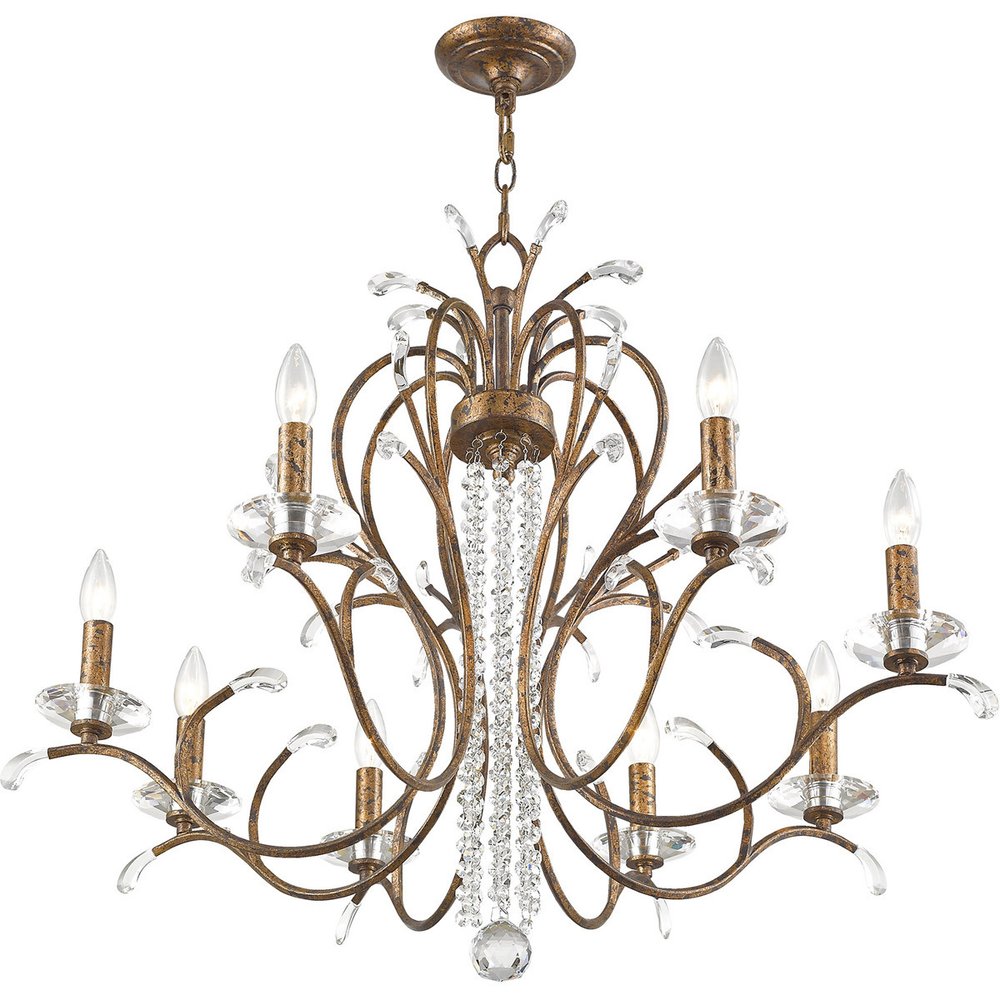 Bronze Eight Light Metal Dimmable Chandelier With Shades HomeRoots