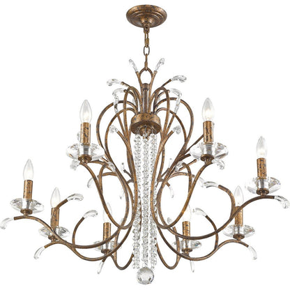 Bronze Eight Light Metal Dimmable Chandelier With Shades HomeRoots