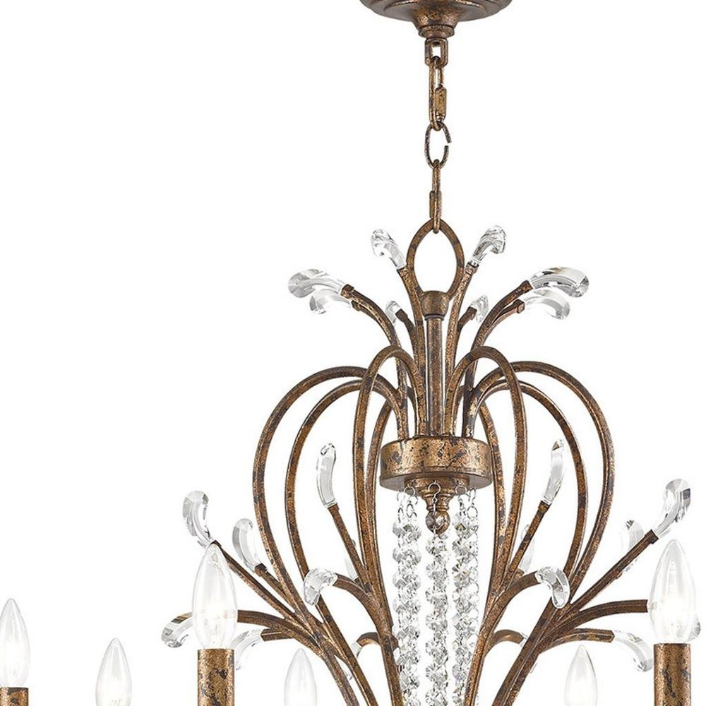 Bronze Eight Light Metal Dimmable Chandelier With Shades HomeRoots